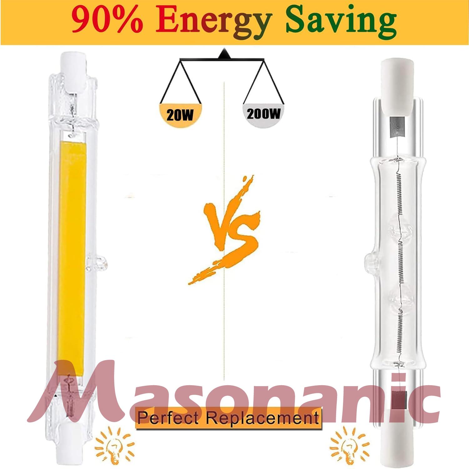 R7S LED Bulb 118mm, 10W R7S 118mm LED COB Light, Dimmable Warm White 3000K, Double Ended Reflector Bulb, 100W R7s Halogen Bulbs Replacement, 360°Beam Angle for Ceiling Floodlight Lamp